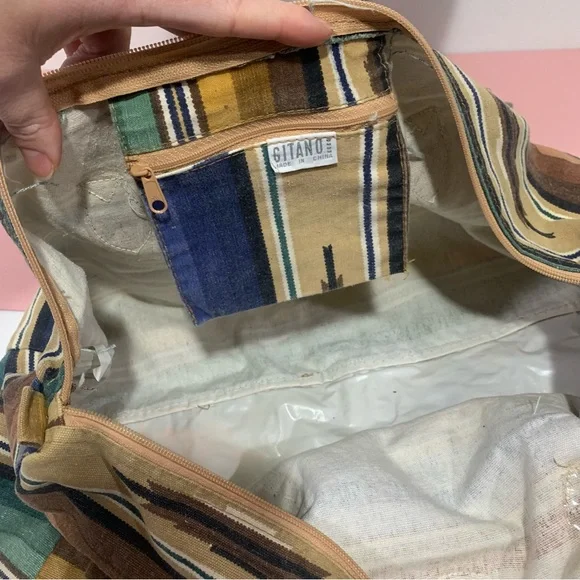 GITANO Vintage Aztec Style Print Duffle Bag / Carry-On Bag / Canvas Bag / BoHo - Picture 7 of 11